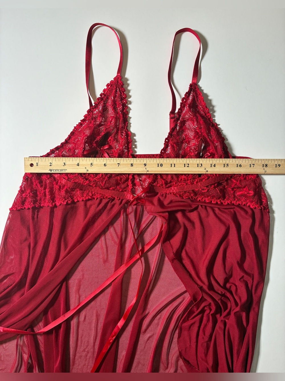 Red Lace Babydoll Nightgown — 3XL - Picture 7 of 9